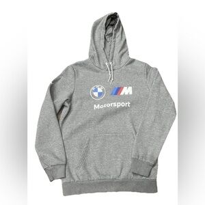 Puma BMW Motorsport‎ Fleece Hoodie Men's Gray Pullover Sweatshirt Size Small
